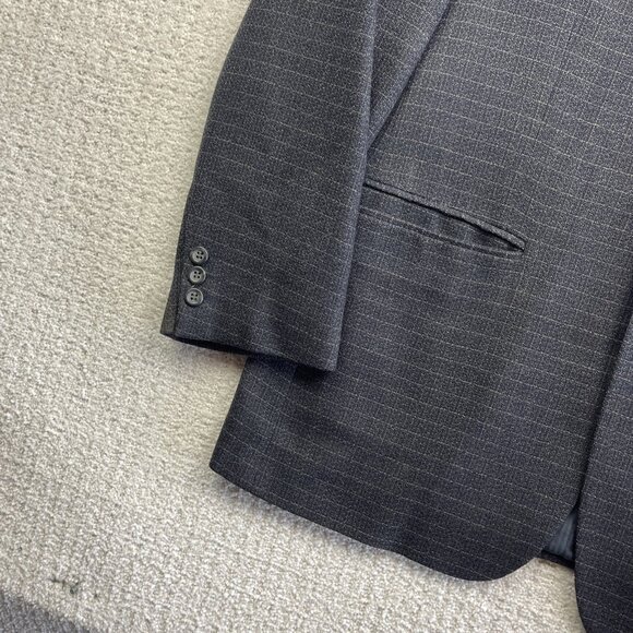 Bill Blass Sport Coat Mens 40R Dark Blue Microcheck Wool Tweed Blazer Formal - Picture 5 of 16